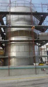 Coating with INOX in a factory in Elefsina.